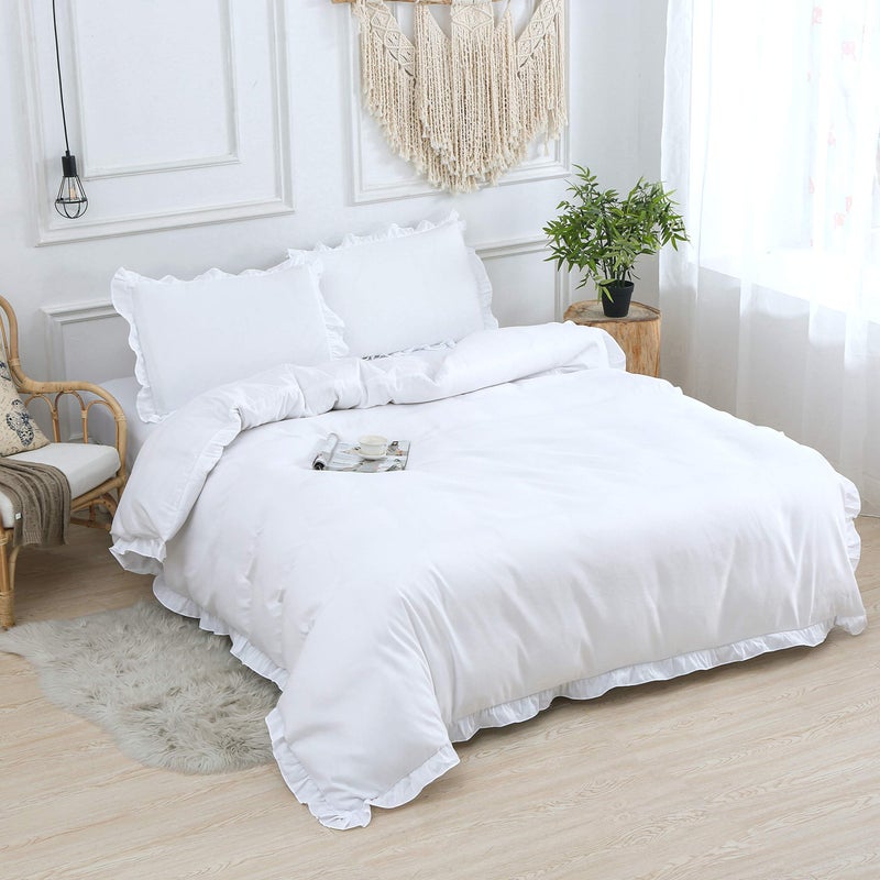 MoonxHome Ruffled Pillow Shams, Pack of 2 Edge Ruffled Pillow Cases 100% Brushed Microfiber Standard Size Bedding Pillow Covers with Envelope Closure (20x26 inches, White) - Image 4
